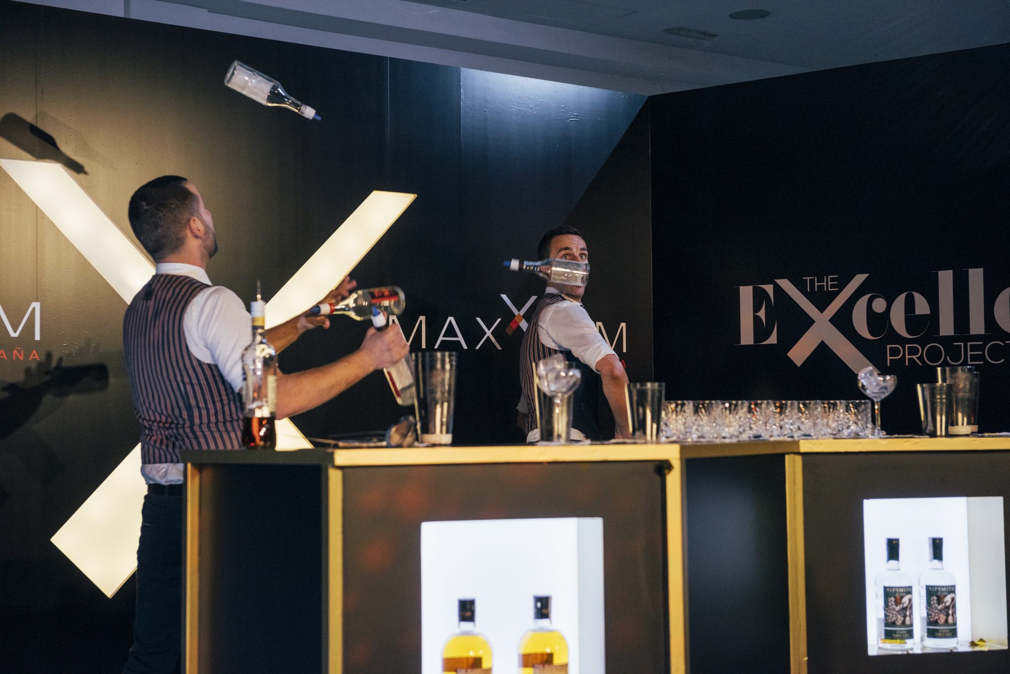 A flair bartender  show for the Maxxium Spain Excellence 