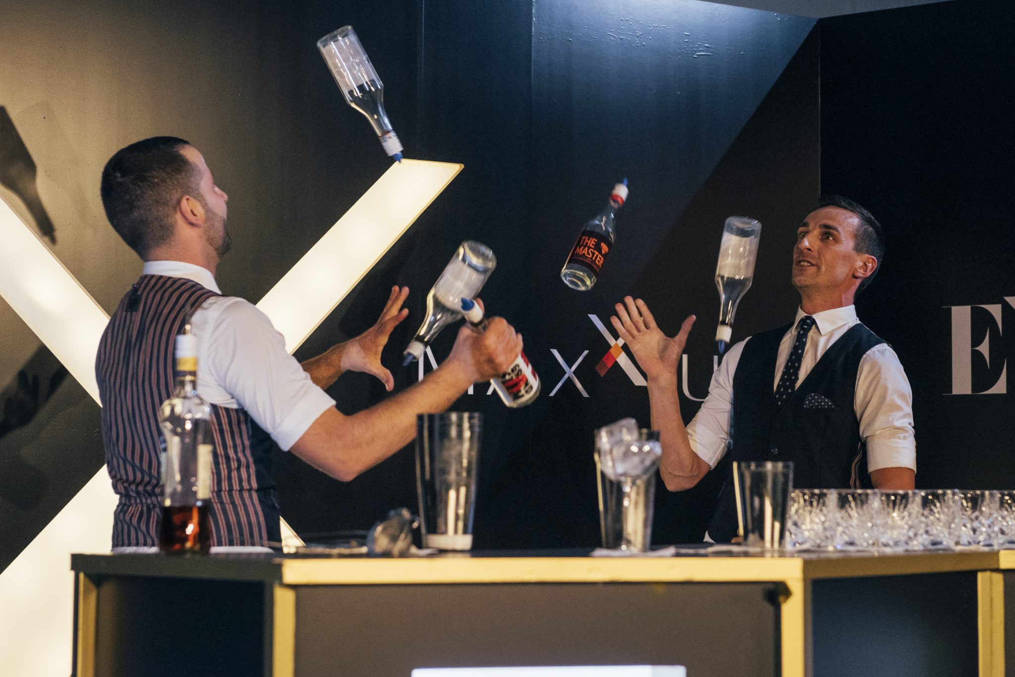 A flair bartender  show for the Maxxium Spain Excellence 