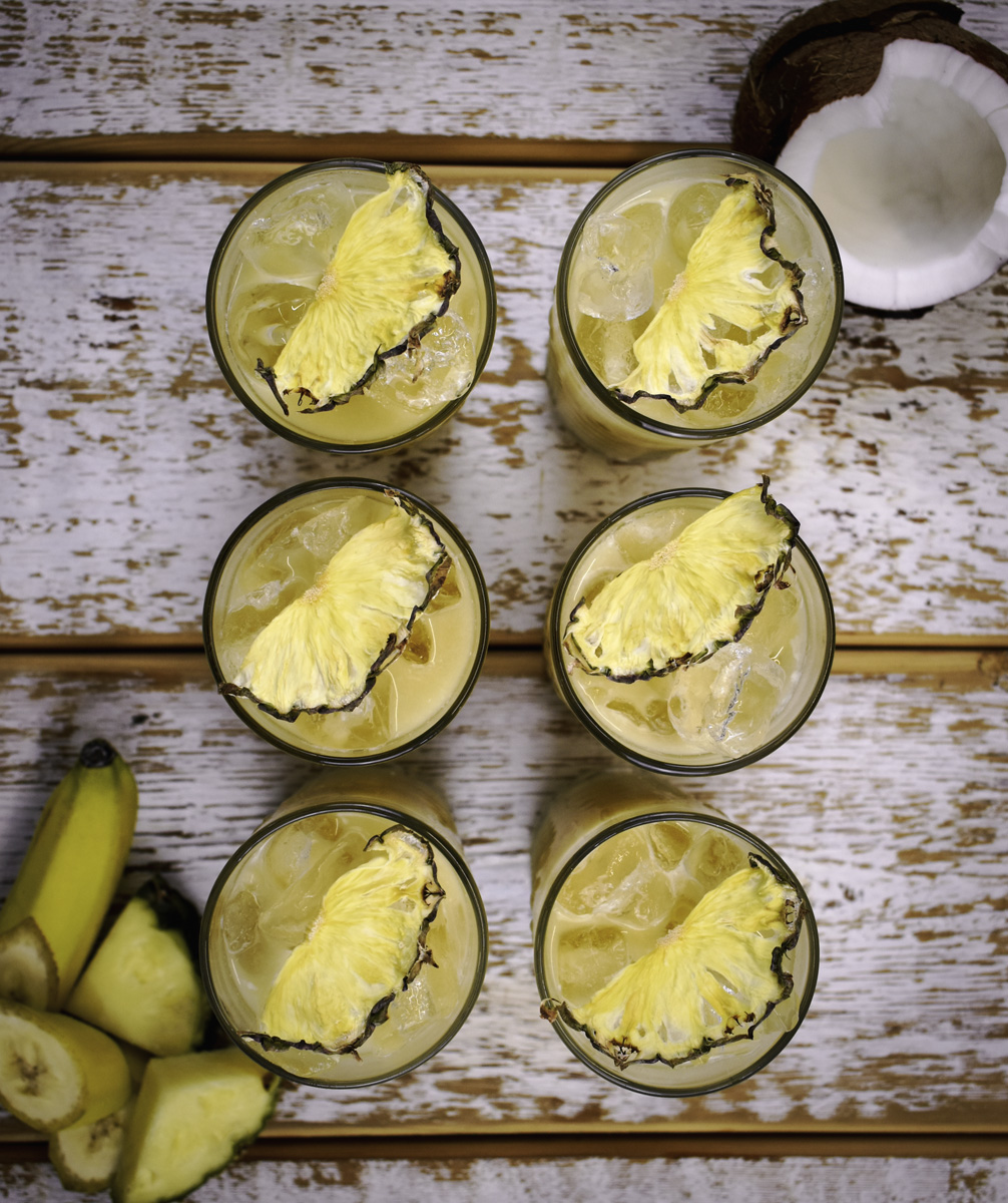 Banana Colada cocktails for summer cocktail parties.