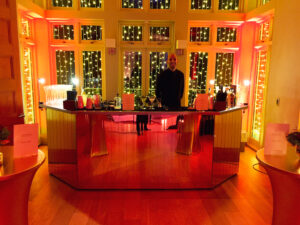 Mirrored Christmas cocktail bar hire theme