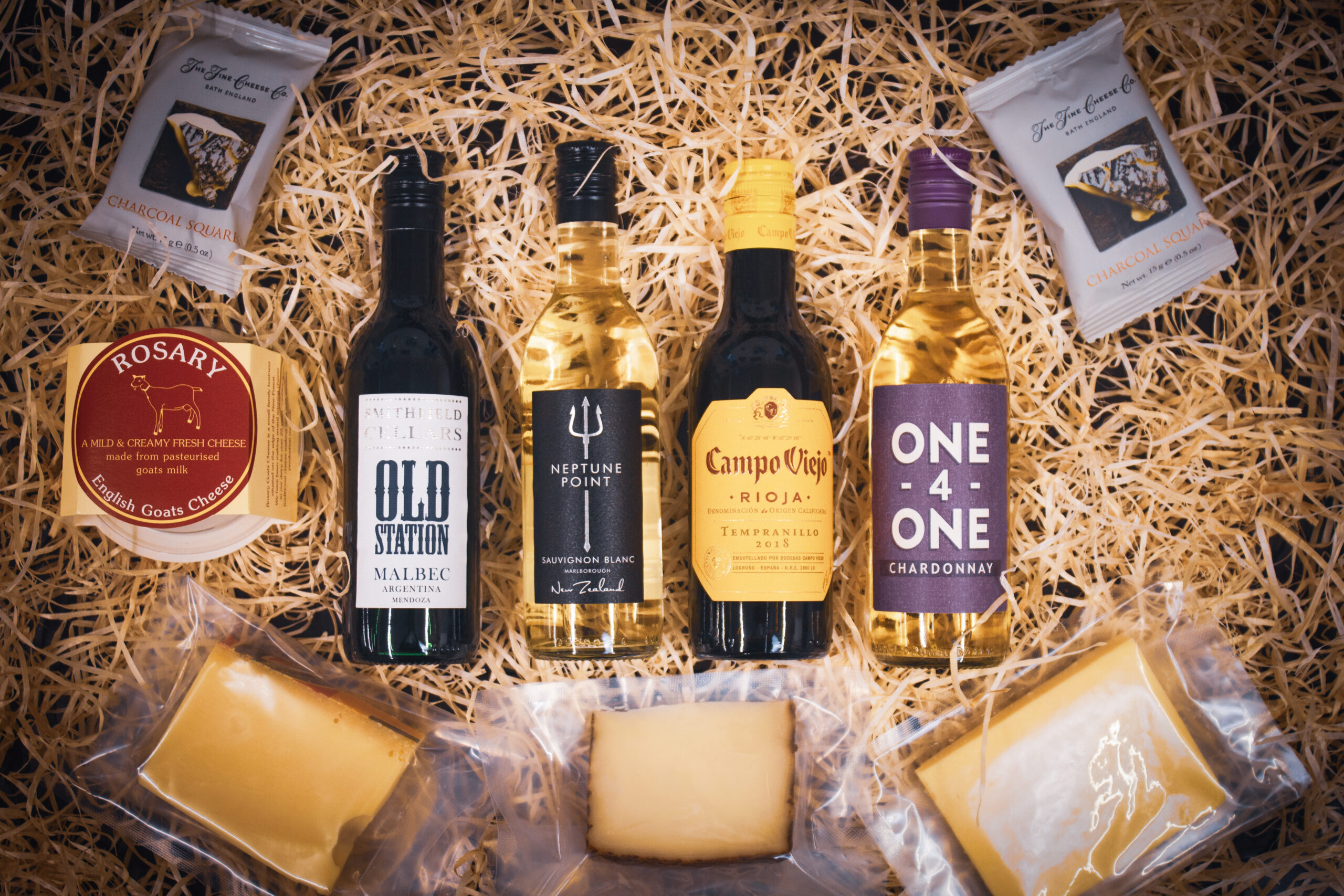 Guest box for cheese and wine virtual Christmas parties