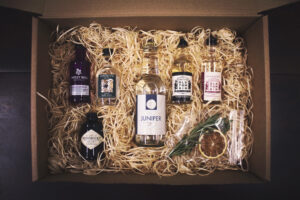Gin tasting experience box for virtual parties.