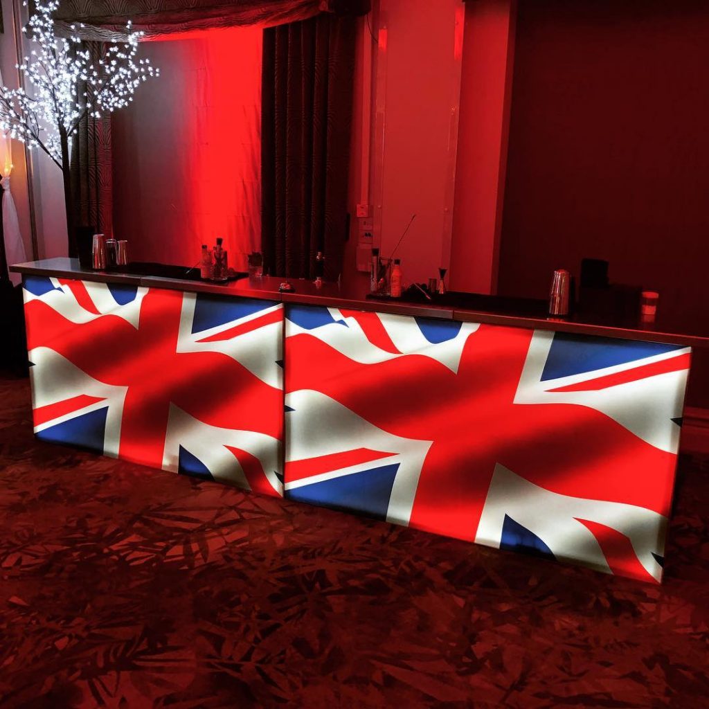 Union Jack themed mobile bar hire for jubilee parties